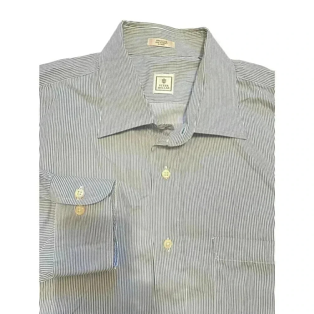 Peter Millar Performance Dress Shirt Pinstripe Long Sleeve Mens Size XL